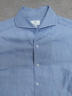 Gant Shirt Medium Blue Linen Blend Albiate Cutaway Colllar